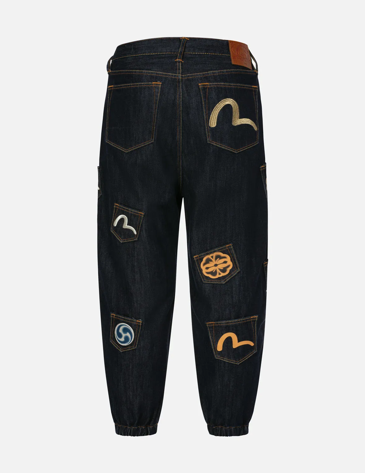 Multi Pocket with Seagull Embroidery Relax Fit Denim Joggers