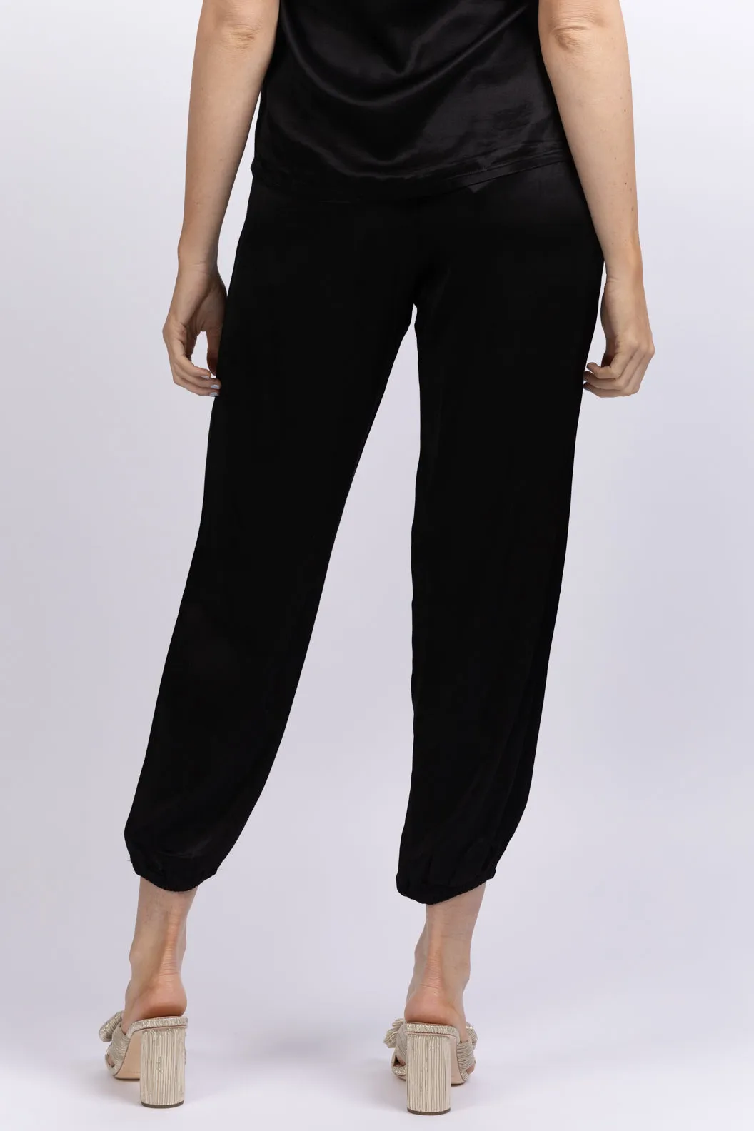 Nation Del Rey Satin Joggers in Black