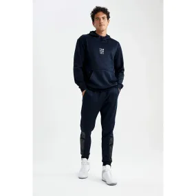 Navy Blue Fleece Joggers with Reflector Panel