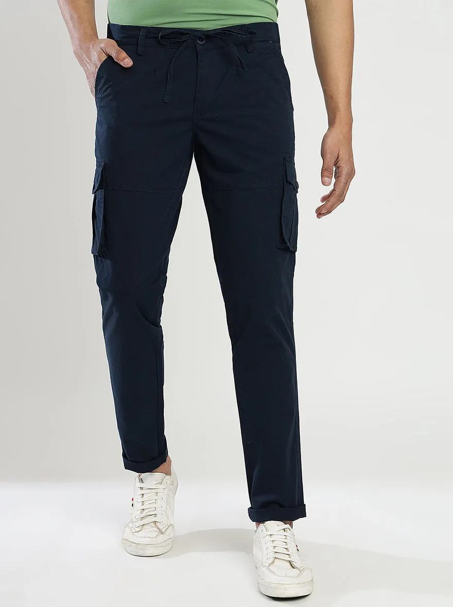 Navy Blue Solid Slim Fit Jogger | JadeBlue