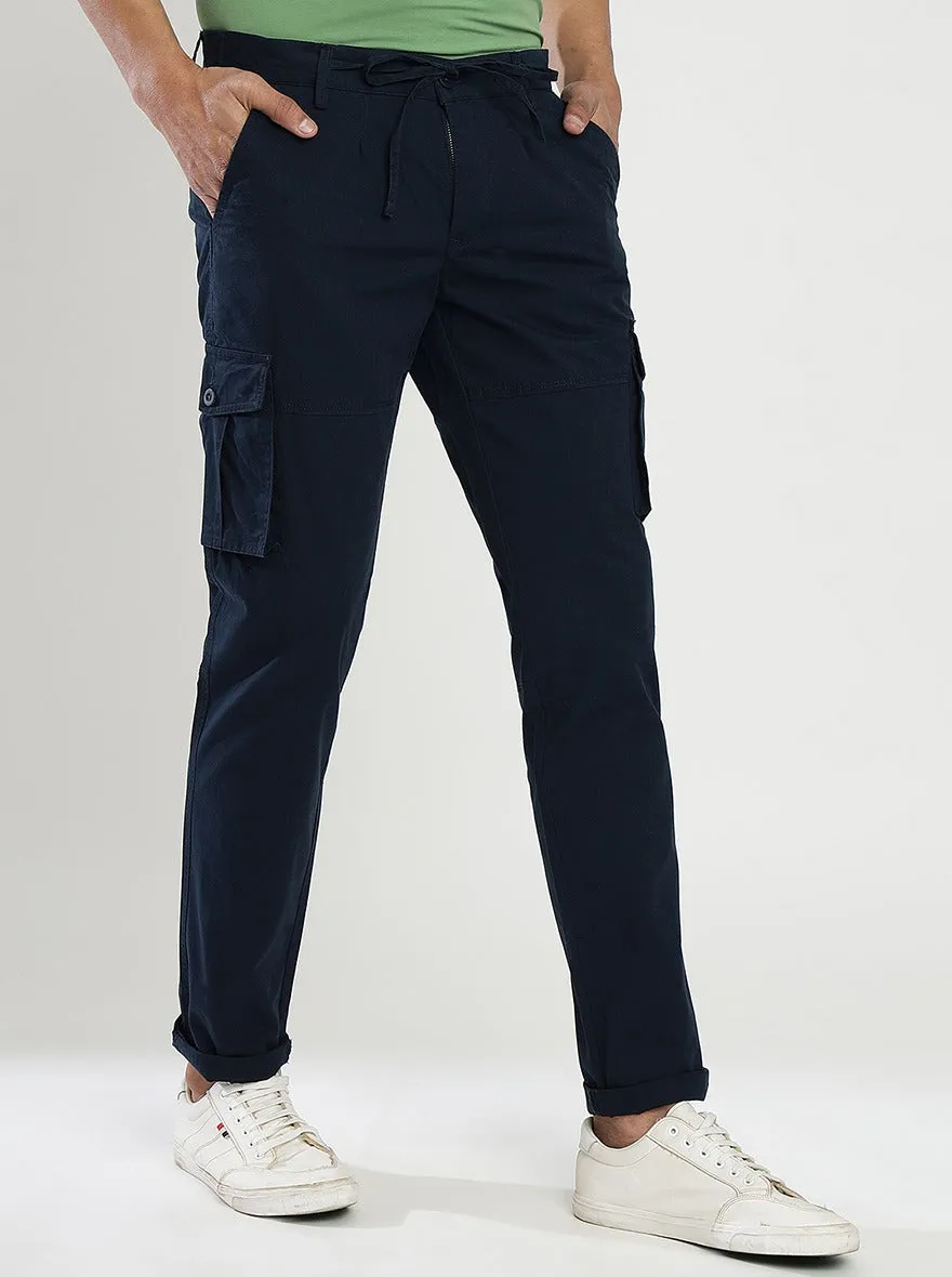 Navy Blue Solid Slim Fit Jogger | JadeBlue