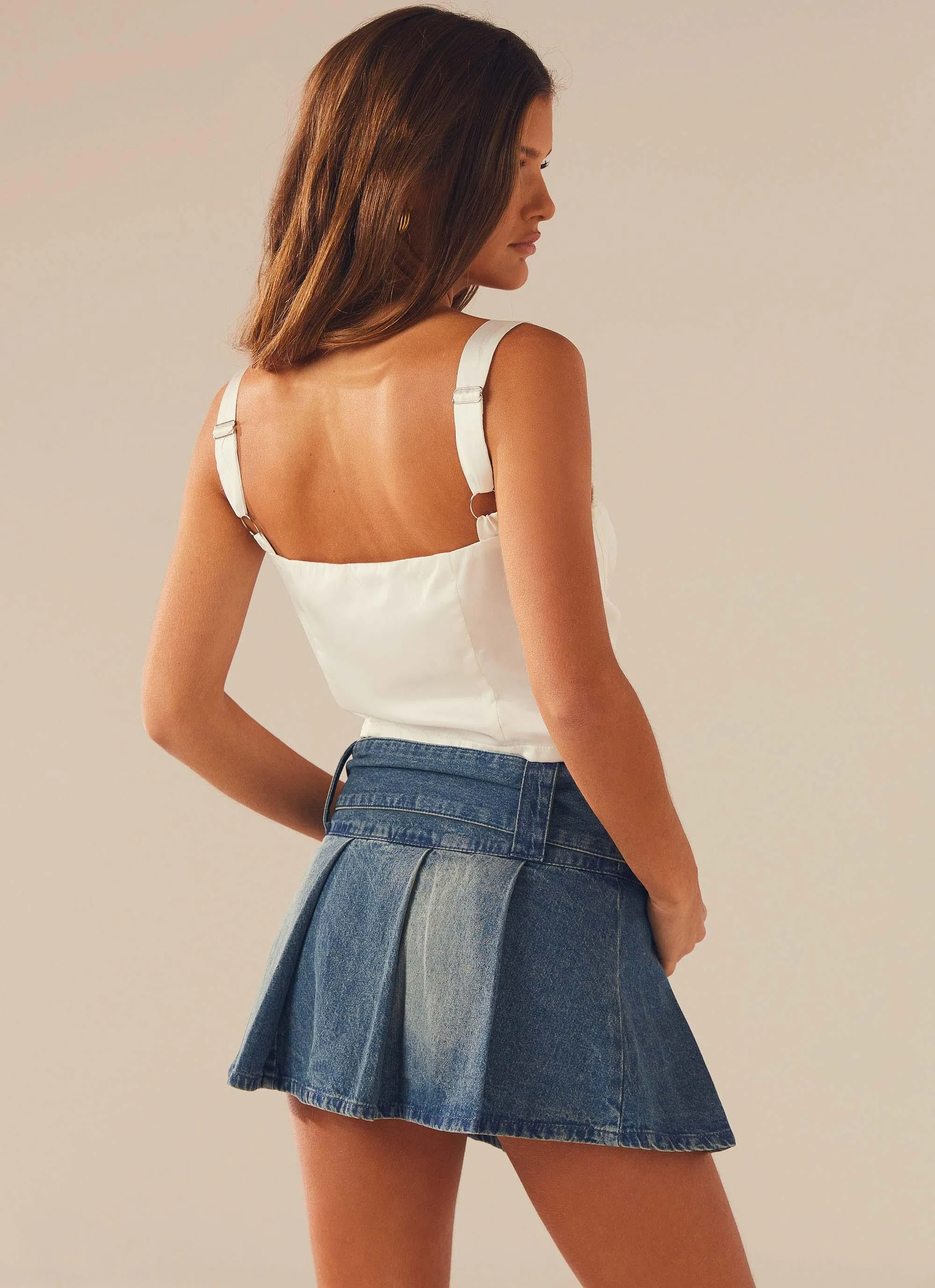 No Angel Denim Mini Skirt - Washed Blue