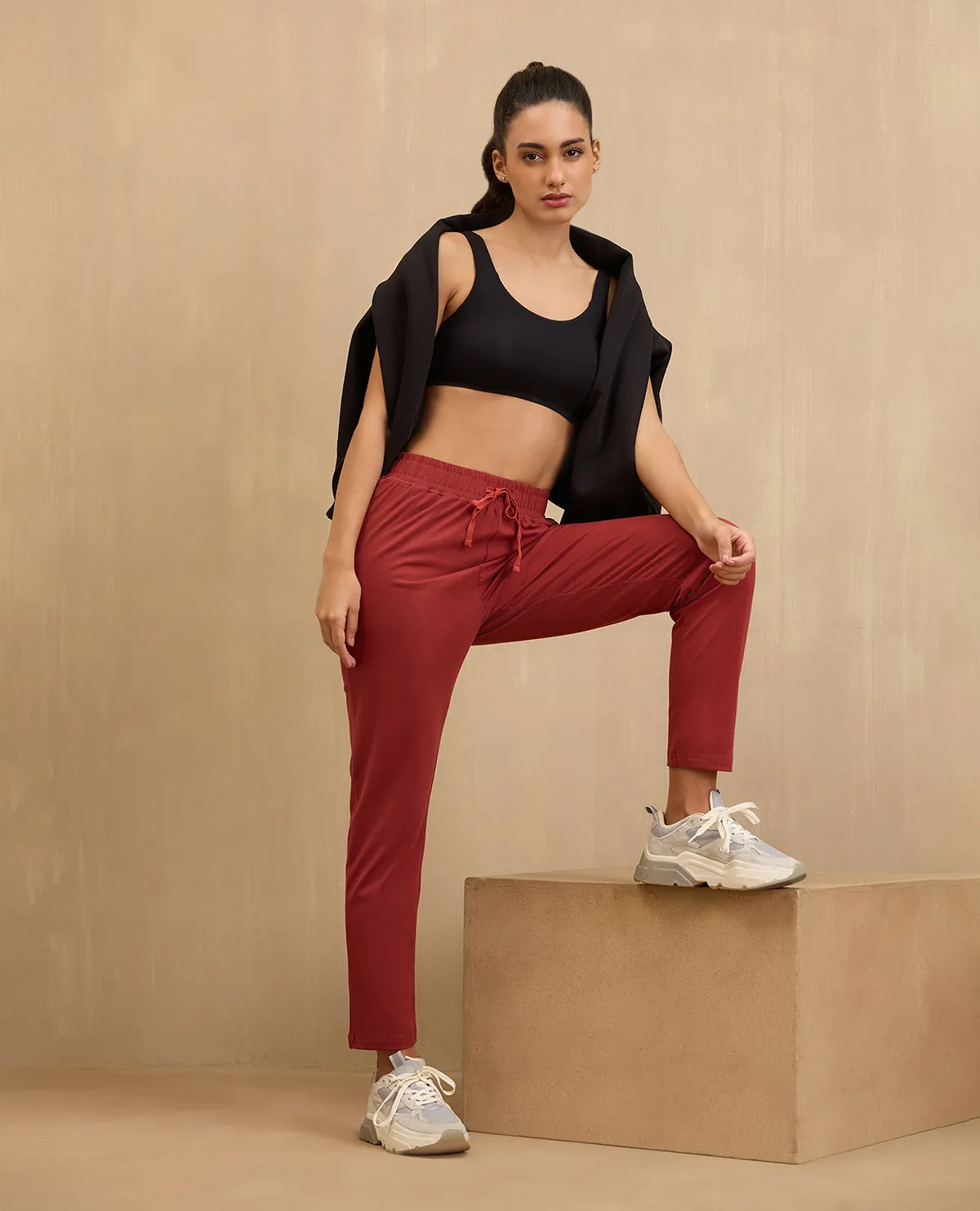 NYKD By Nykaa Cotton Comfort Pants-NYAT502-Red