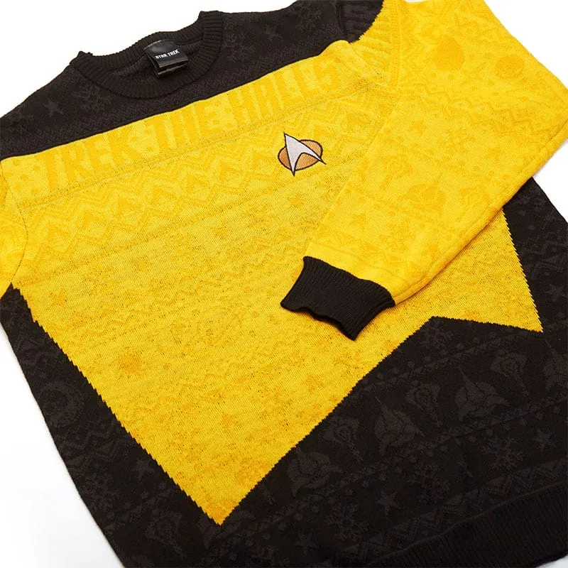 Official Star Trek Yellow Christmas Jumper / Ugly Sweater