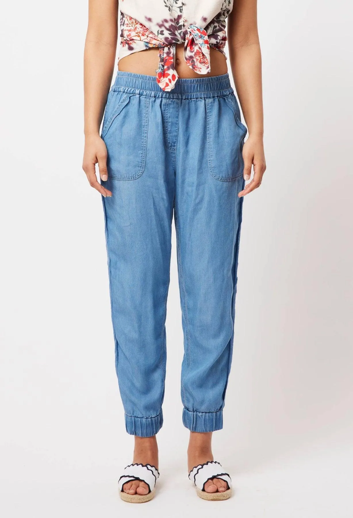 OnceWas Jolie Tencel Denim Raw Edge Jogger