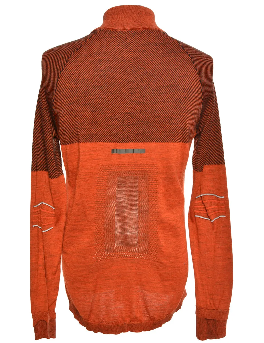 Orange Adidas Quarter Zip Jumper - M