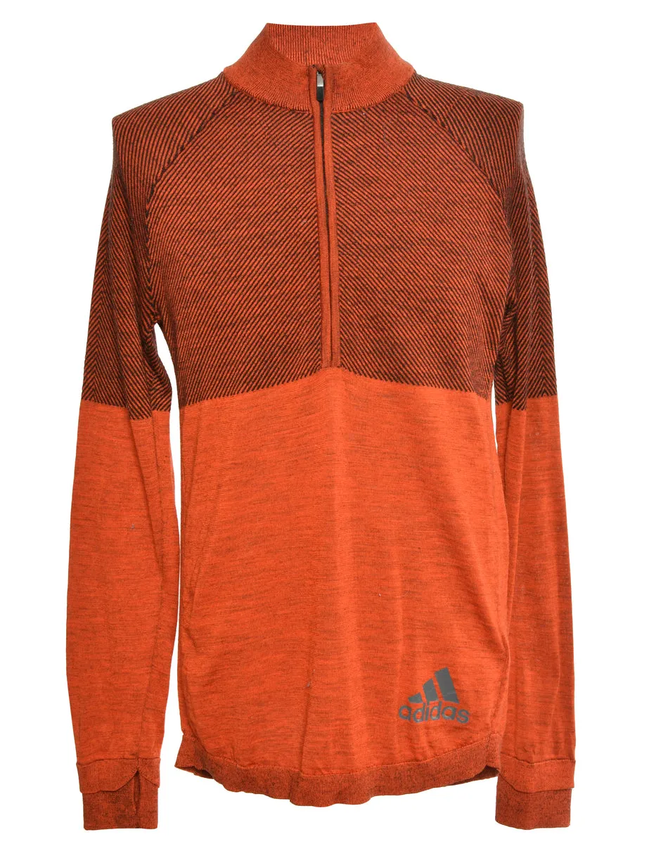 Orange Adidas Quarter Zip Jumper - M