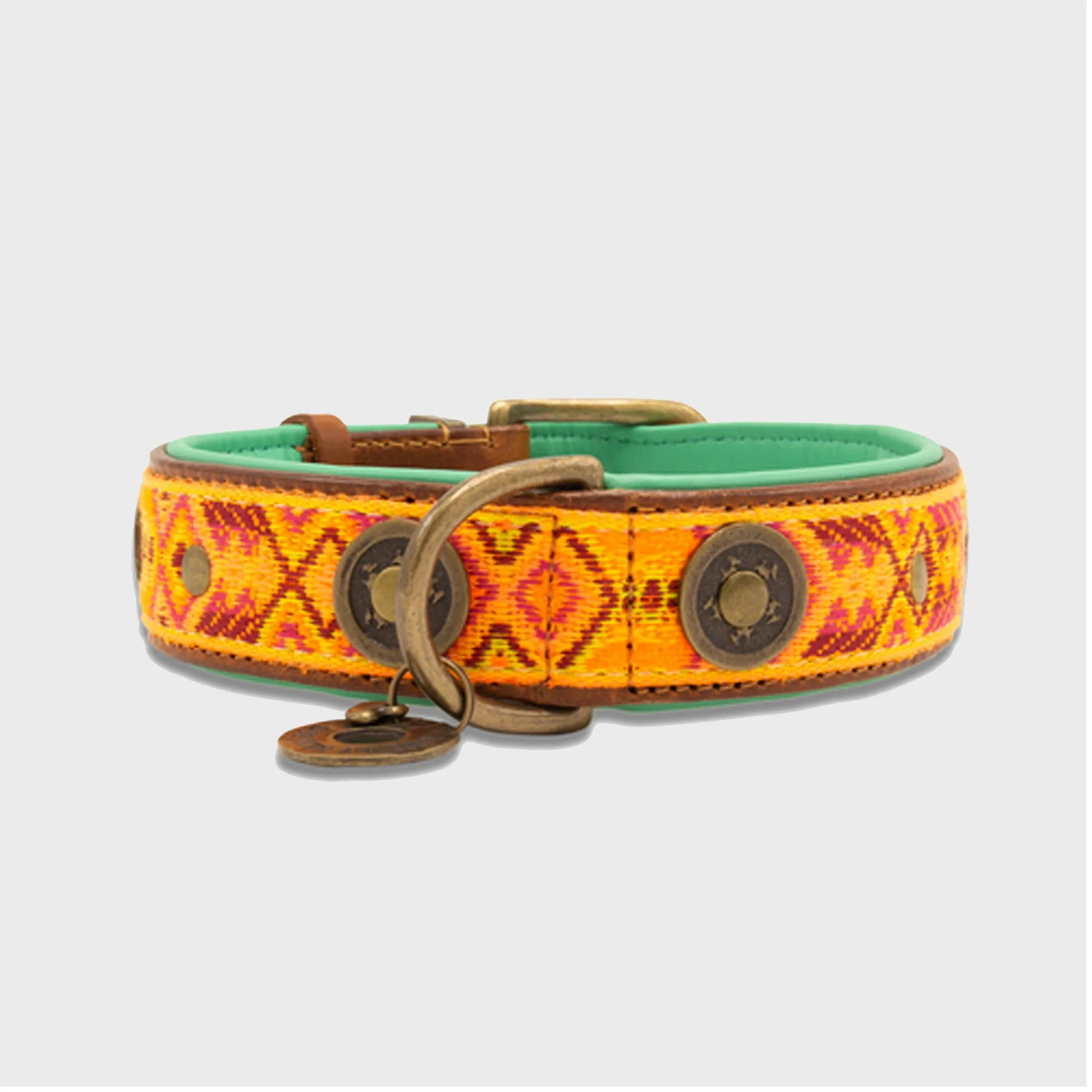 Orange Leather Boho Chica Dog Collar - Dog with a Mission