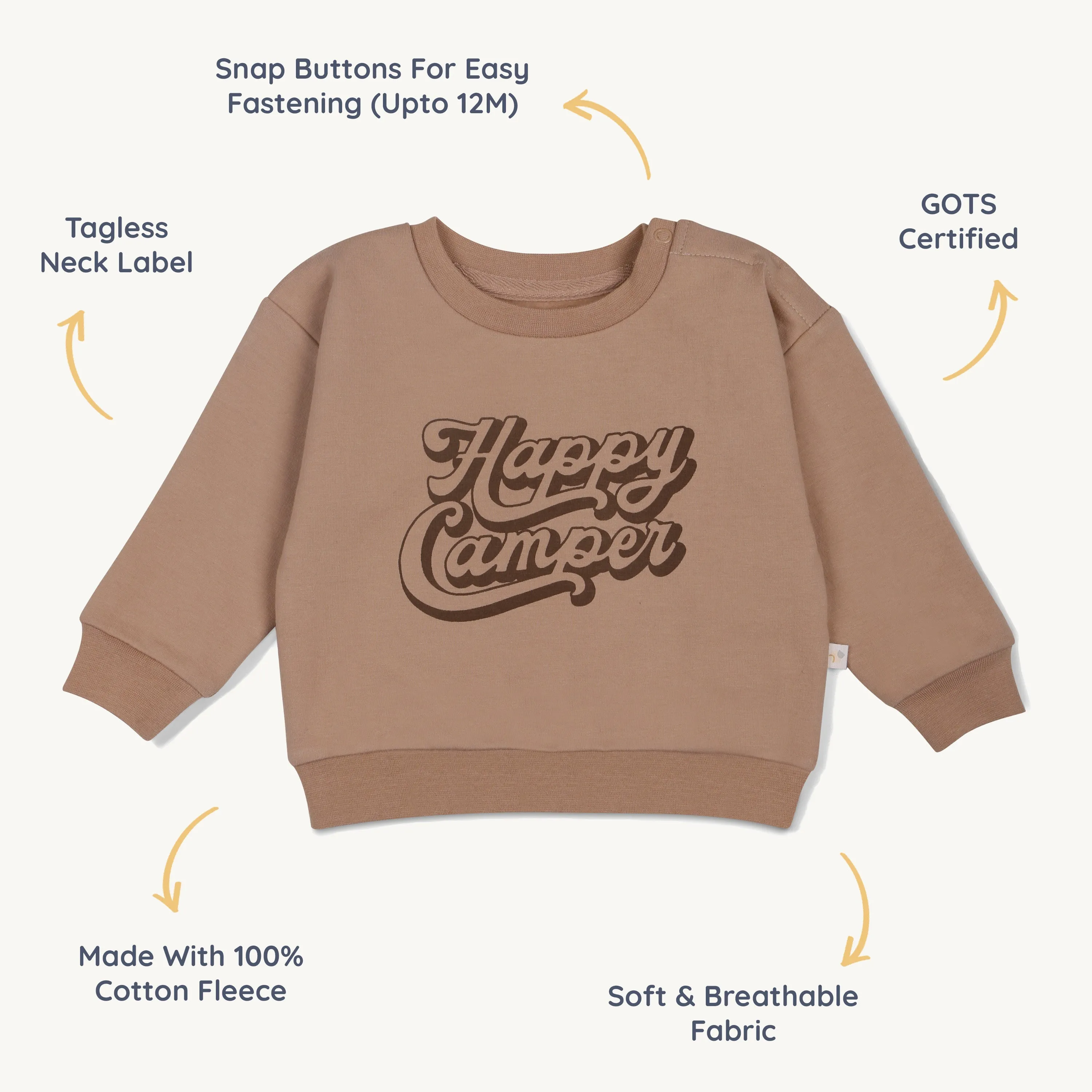 Organic Fleece Sweatshirt - Happy Camper