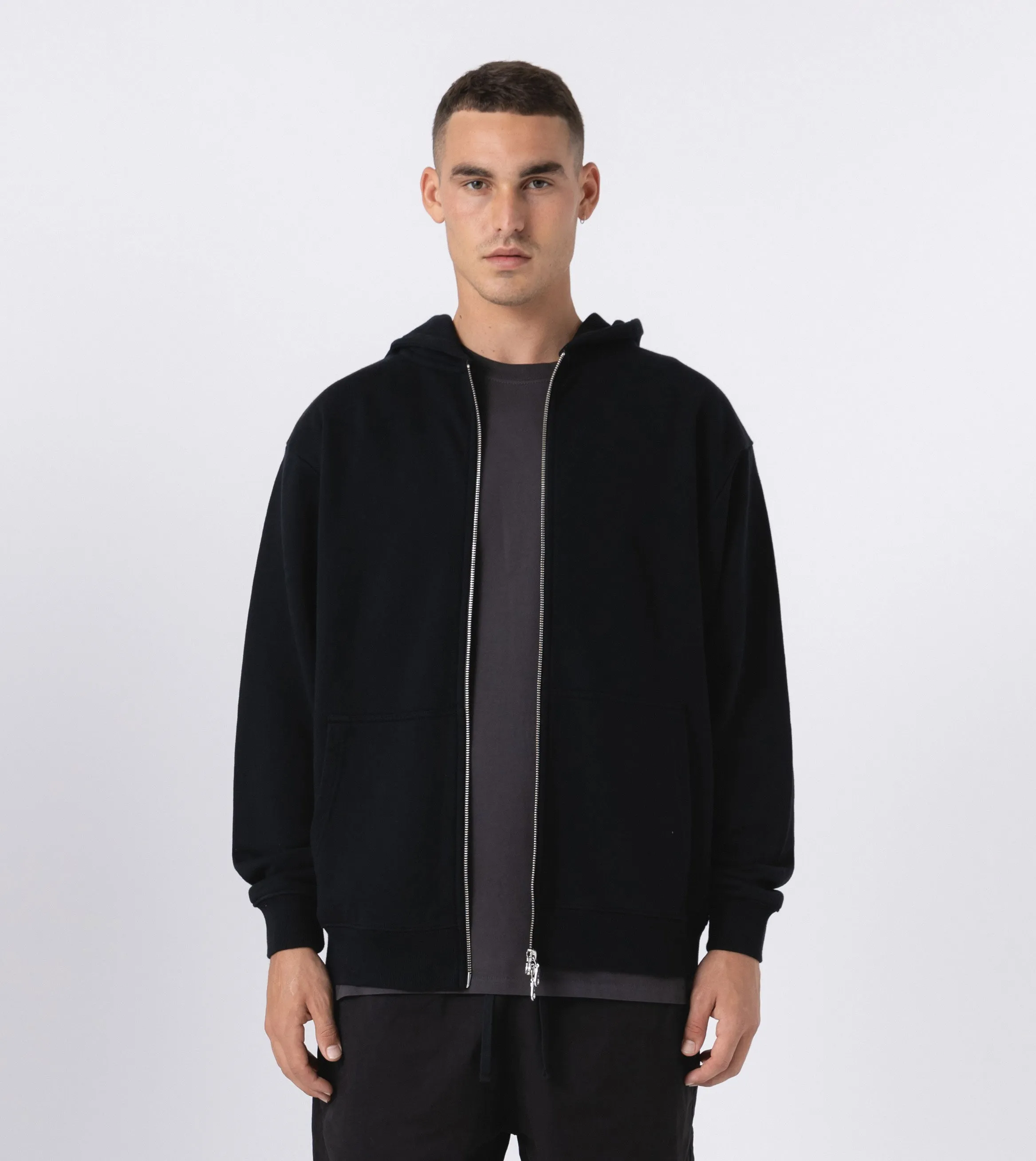 Orgo Hood Zip Sweat Black