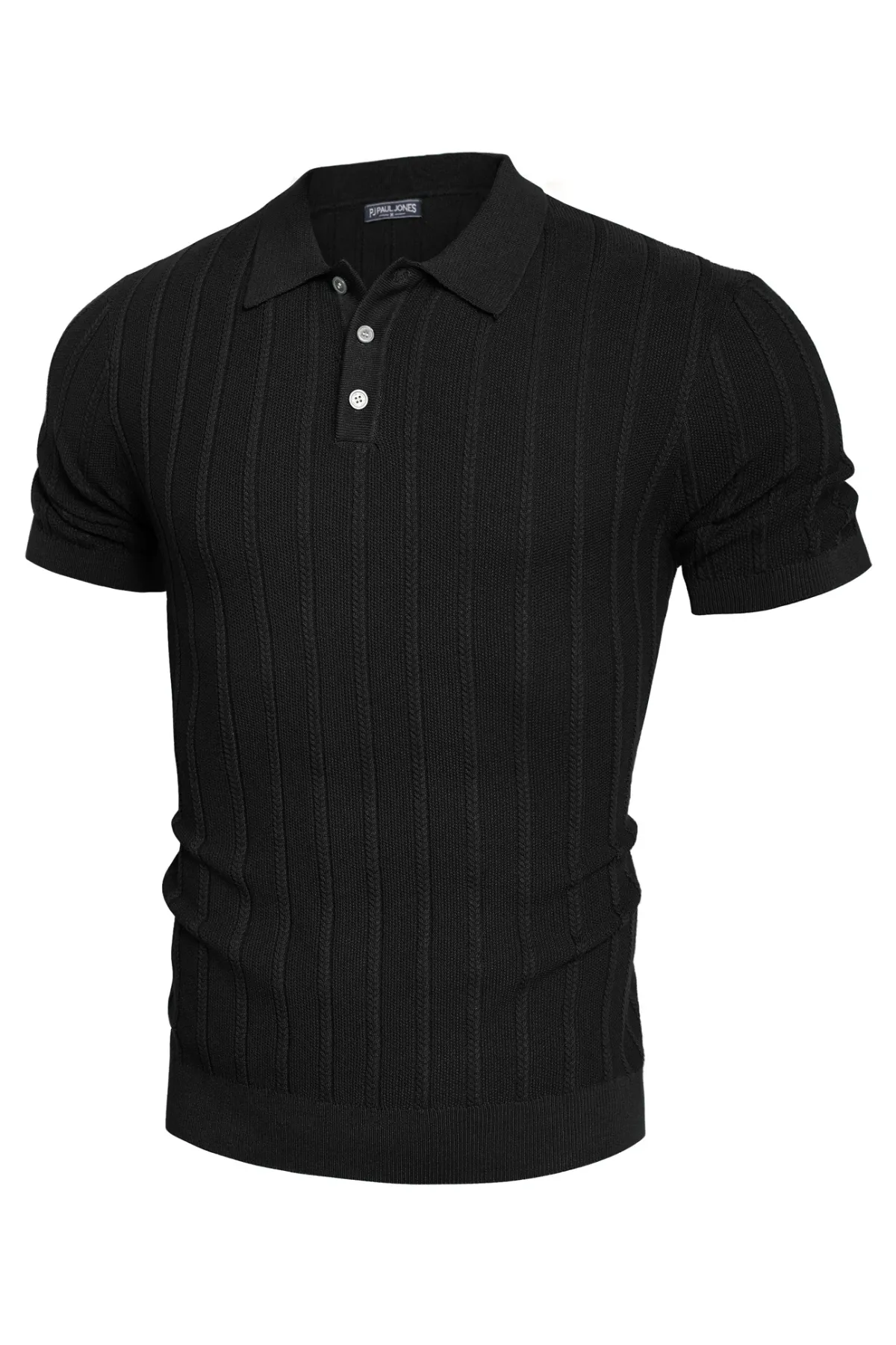 PJ Men Straight Knitted Polo-Shirt Short Sleeve Lapel Collar Button-up Neck Tops