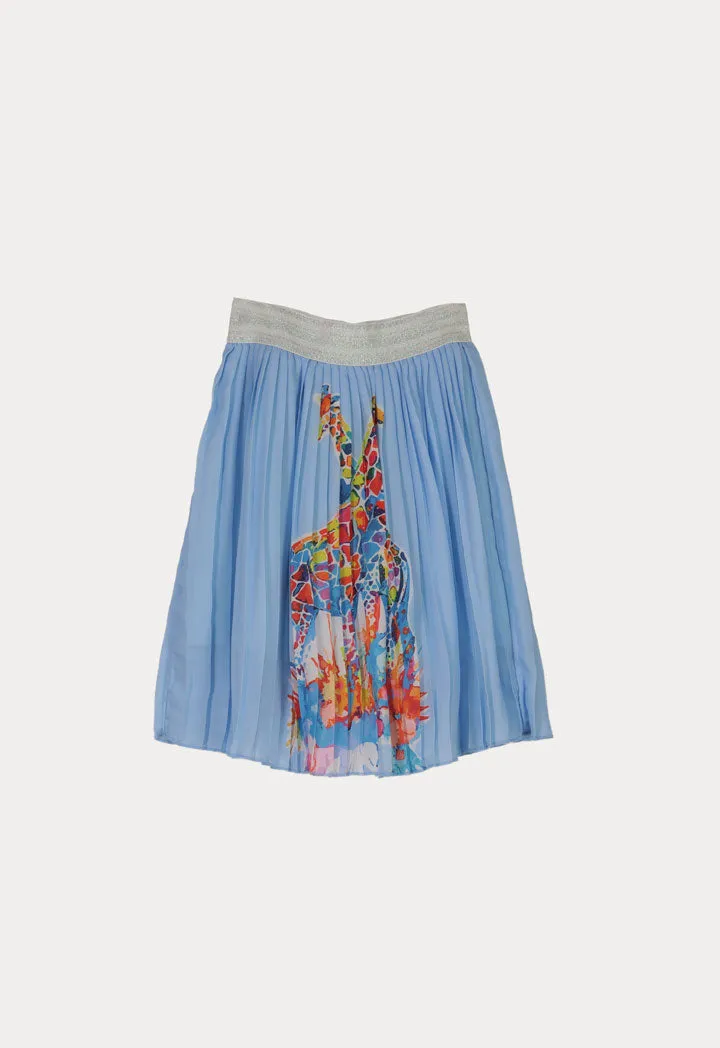 Pleated Giraffe Print Skirt