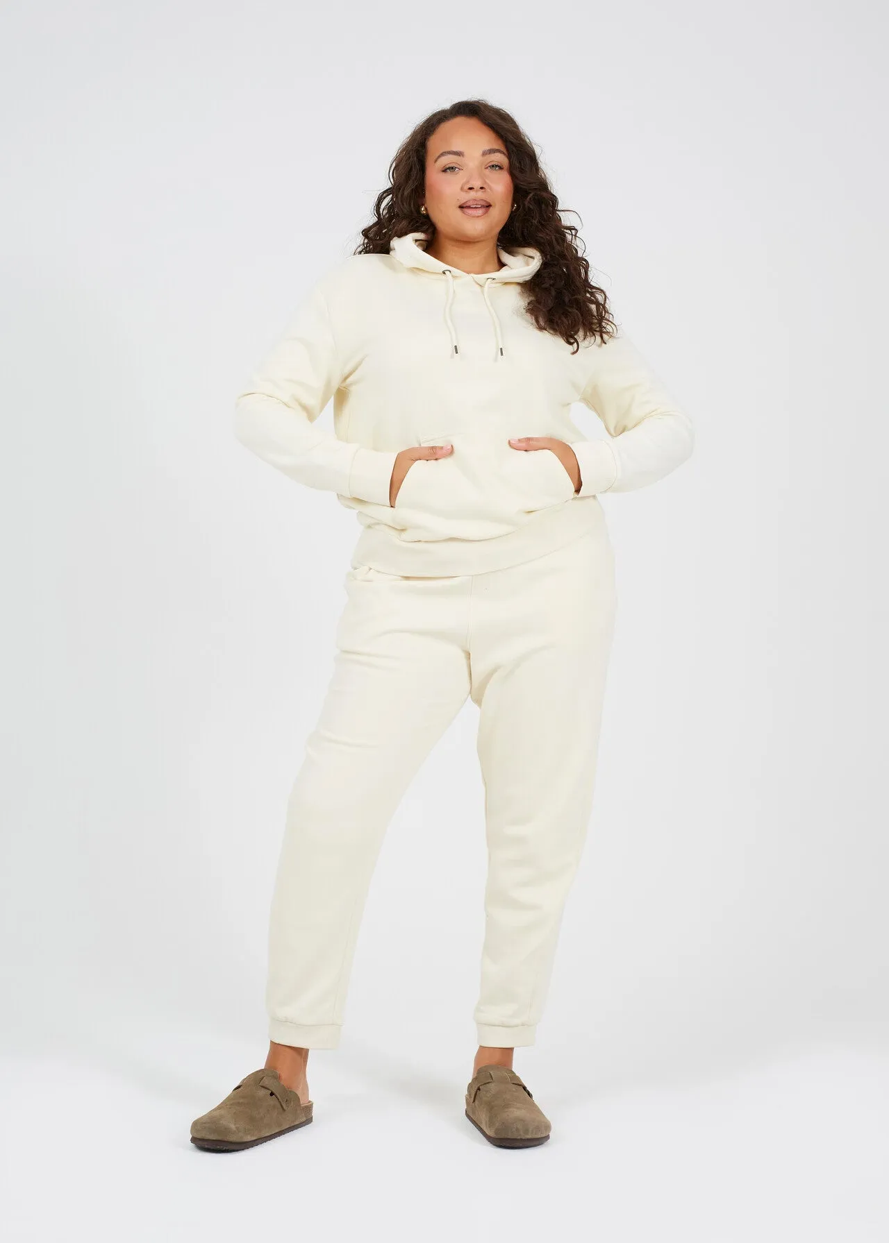 PLUS SIZE PLAIN CREAM JOGGING BOTTOMS