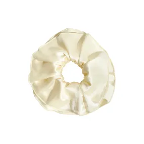 "Maxi Flower" Double-Layer Oversized Silk Scrunchie - Cream