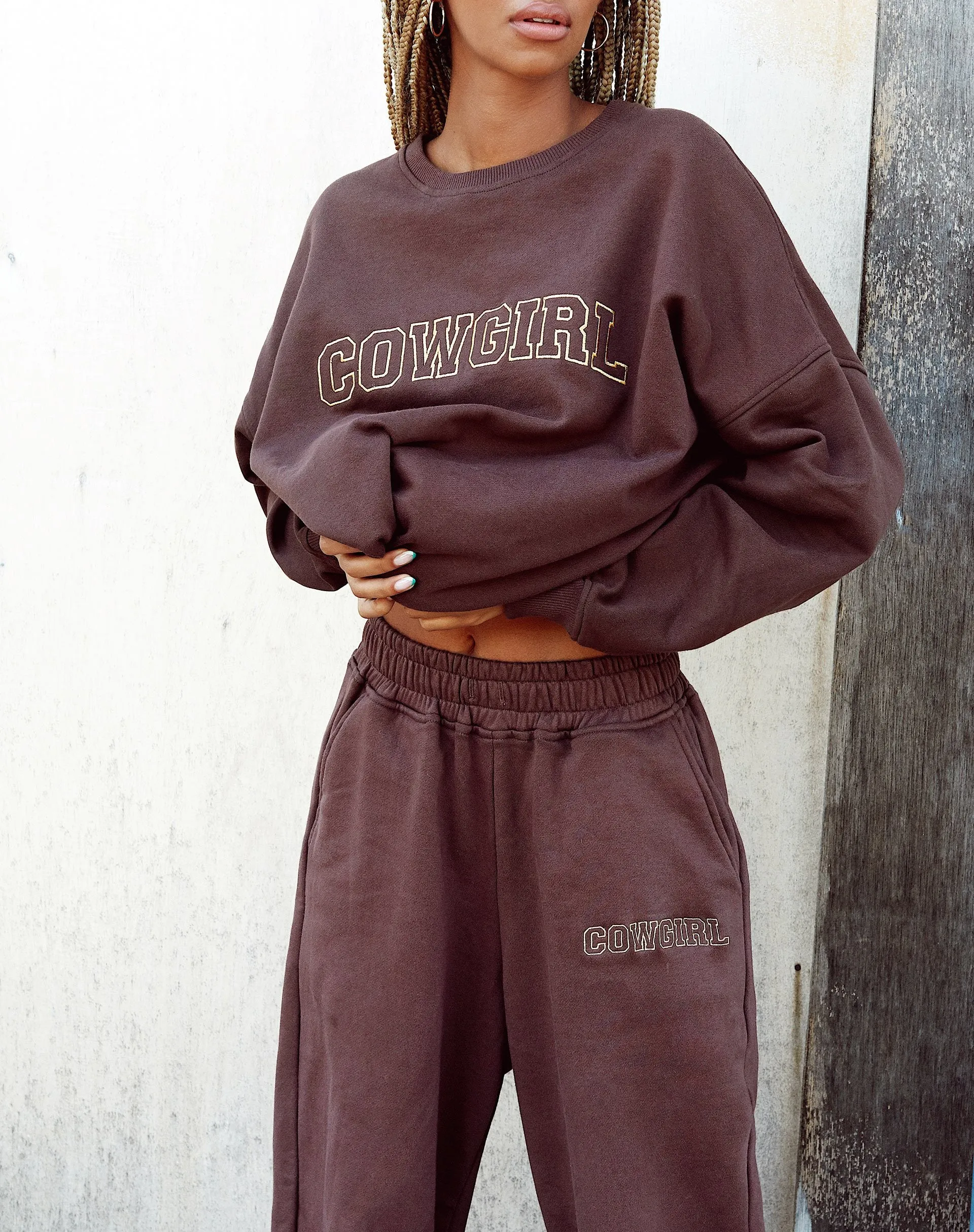 Roider Jogger in Deep Mahogany 'Cowgirl' Gold Embro