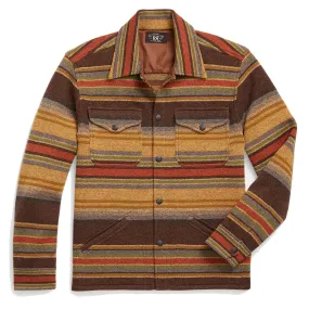 RRL by Ralph Lauren Striped Wool Workshirt Jumper Brown Stripe Multi