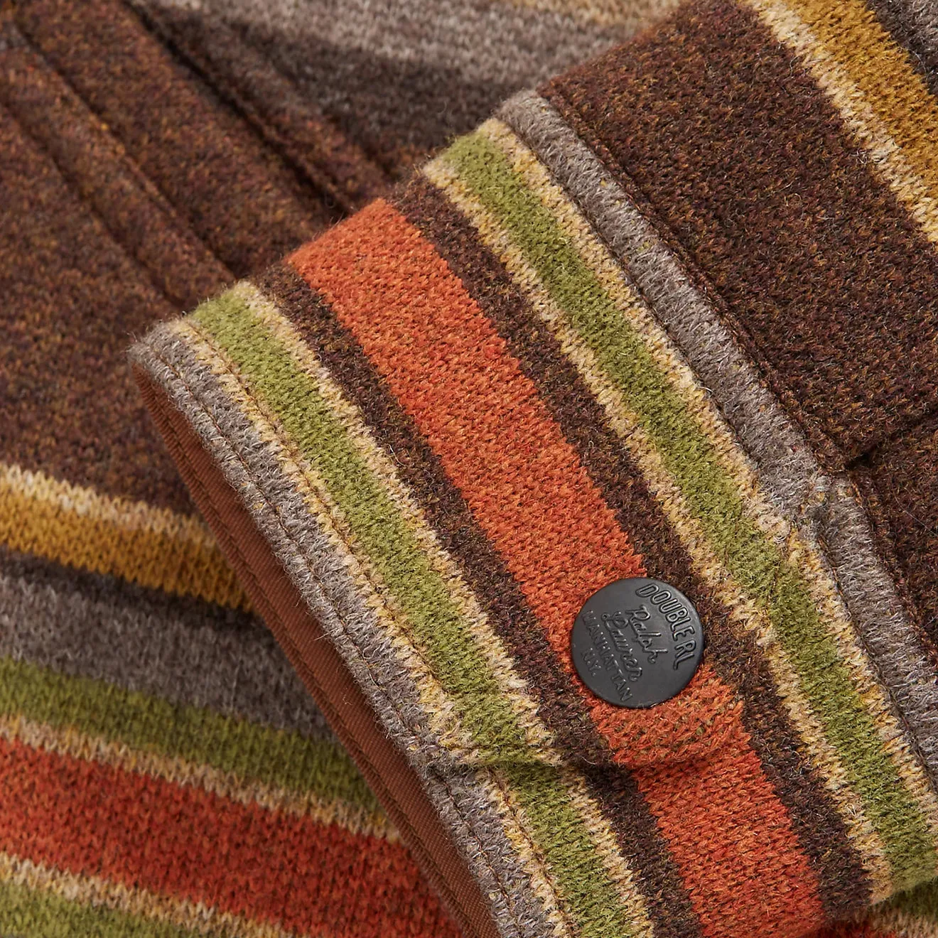 RRL by Ralph Lauren Striped Wool Workshirt Jumper Brown Stripe Multi