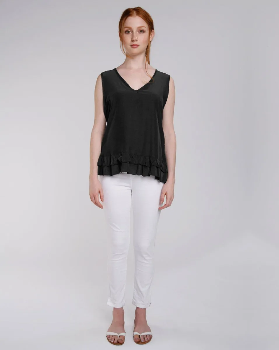 Ruffle Hem V-Neck Tank Top