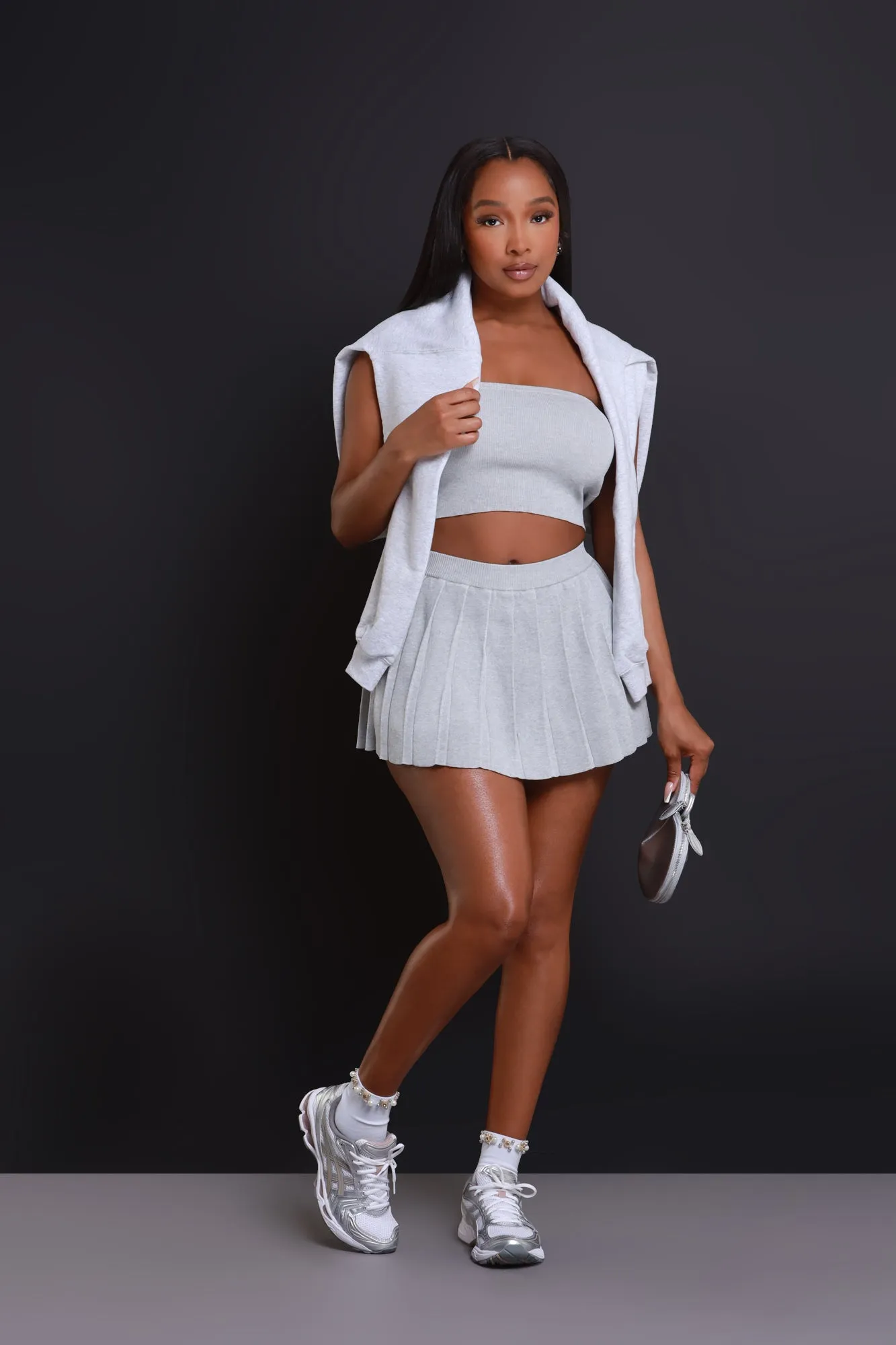 Rush Week Pleated Mini Tennis Skort - Grey