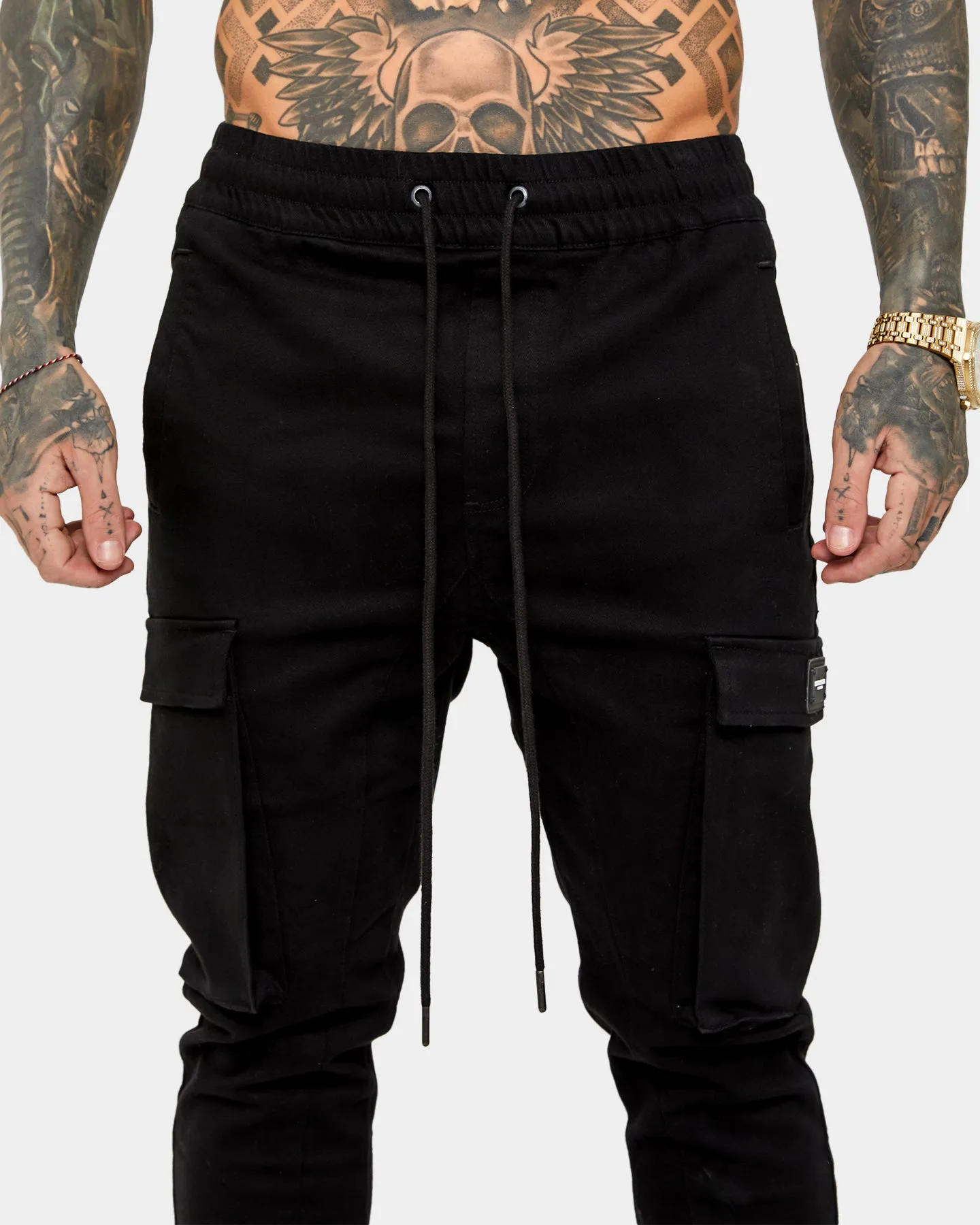 Saint Morta Annex Denim Cargo Joggers Black