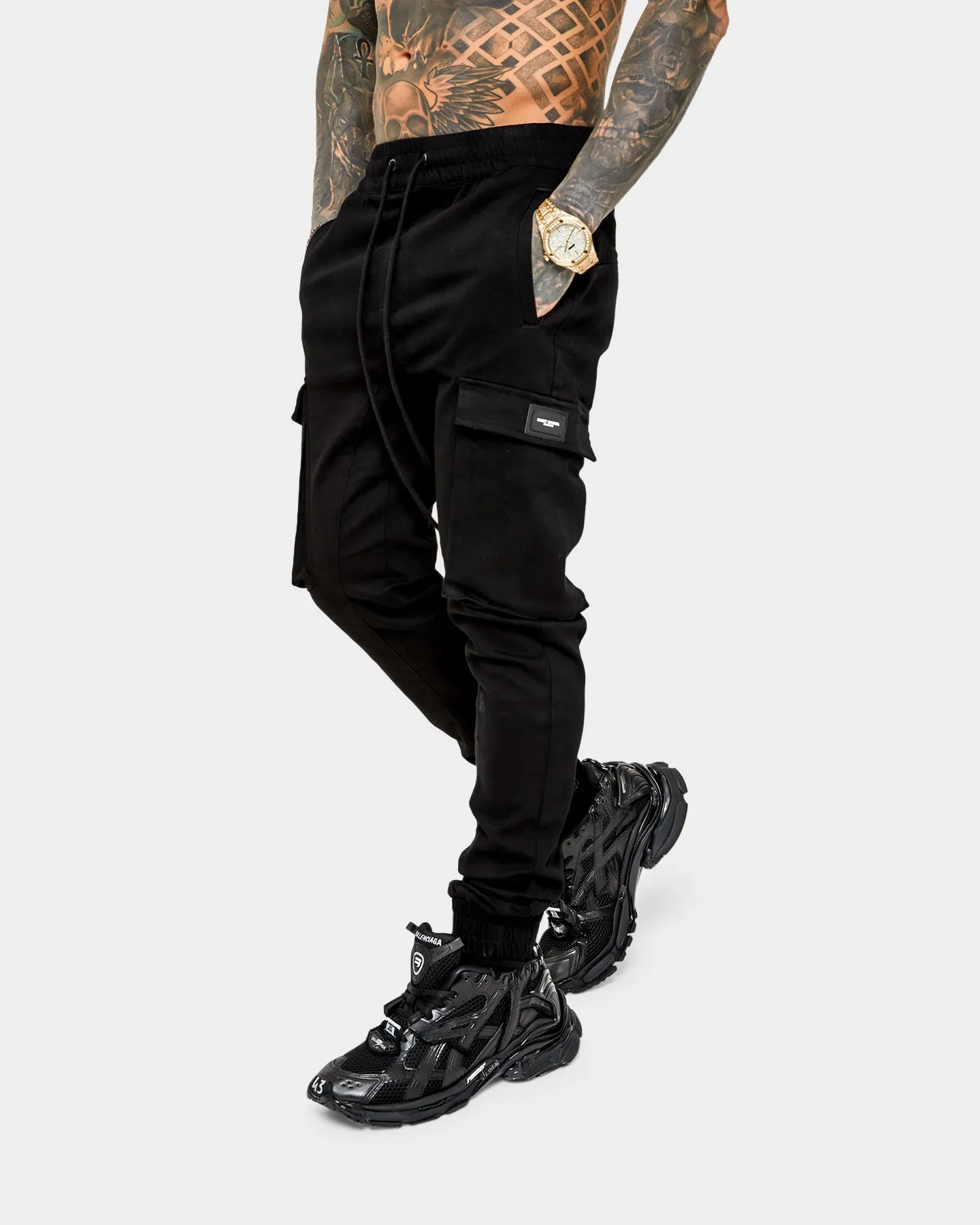 Saint Morta Annex Denim Cargo Joggers Black