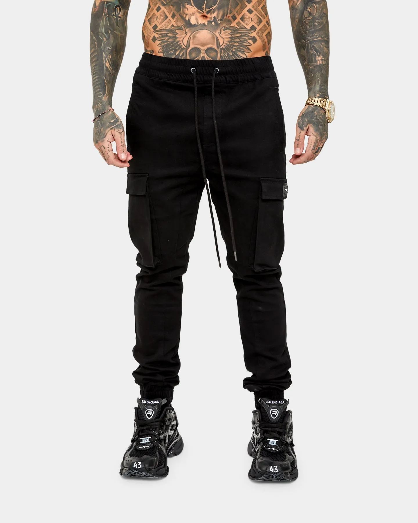 Saint Morta Annex Denim Cargo Joggers Black