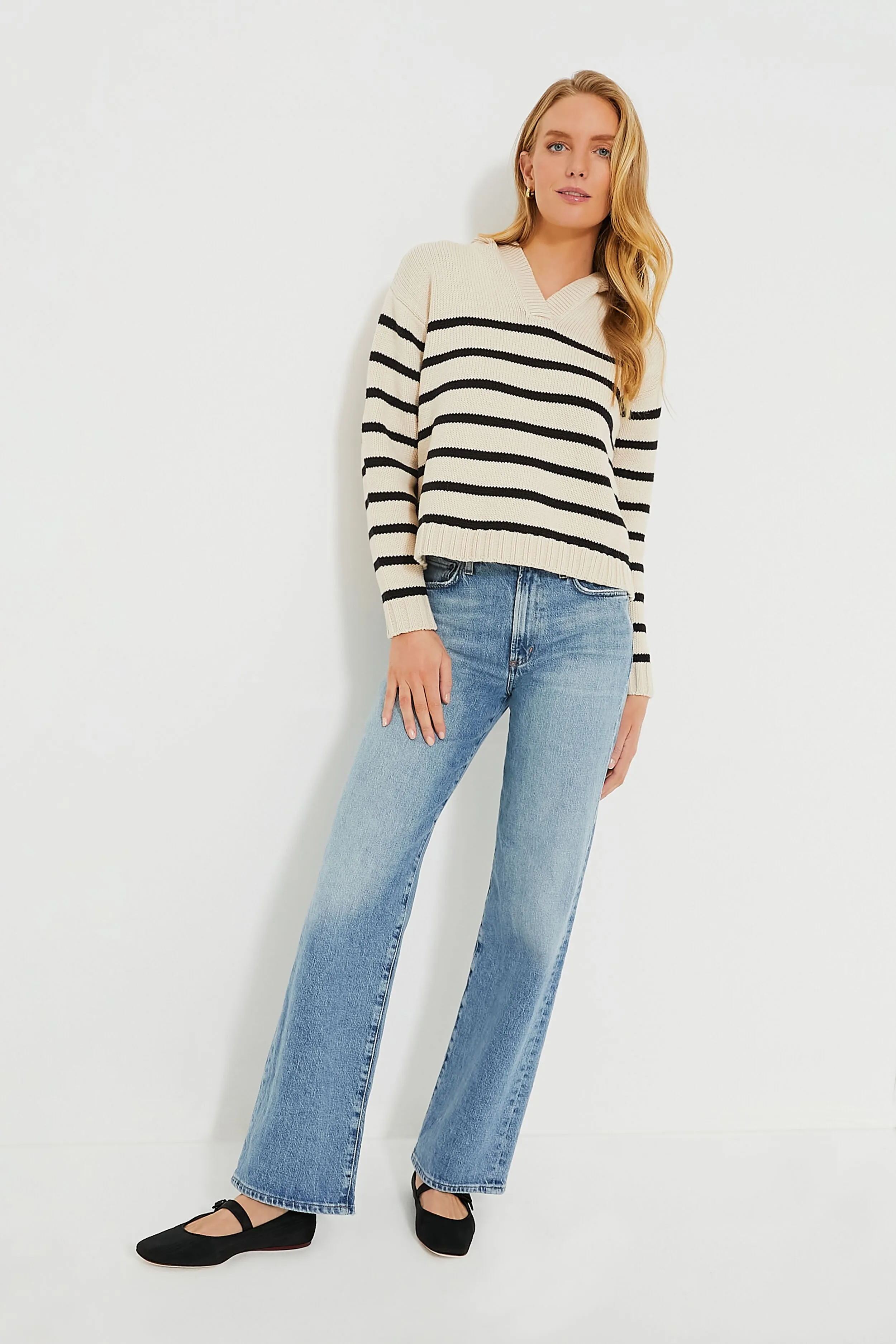 Sandstone and Black Striped Bretagne Sweater