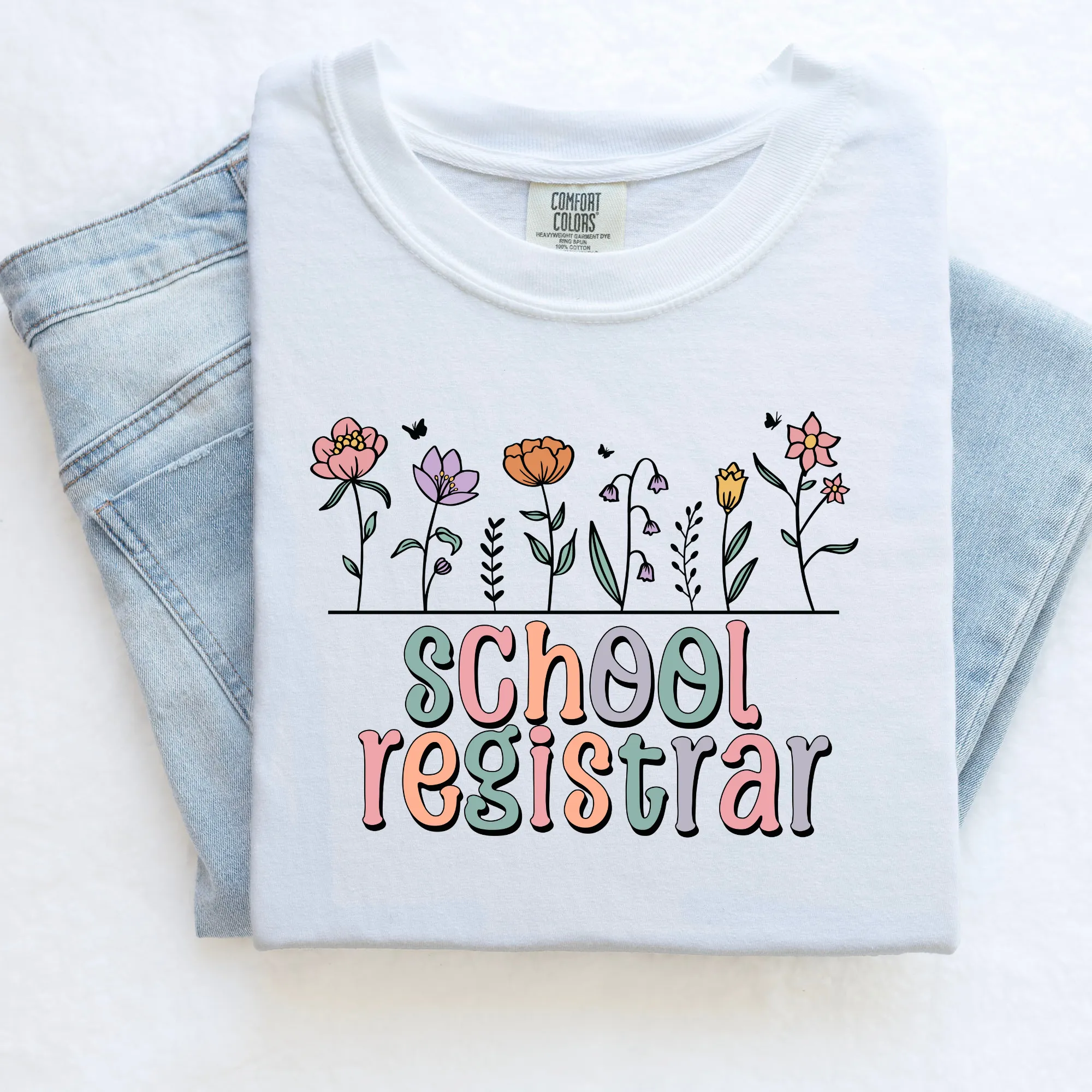 School Registrar Shirt with Flowers