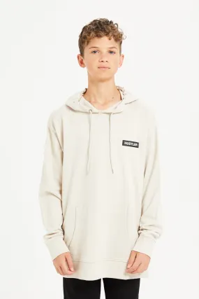 Senior Boys Beige Oversize Hooded Sweatshirt