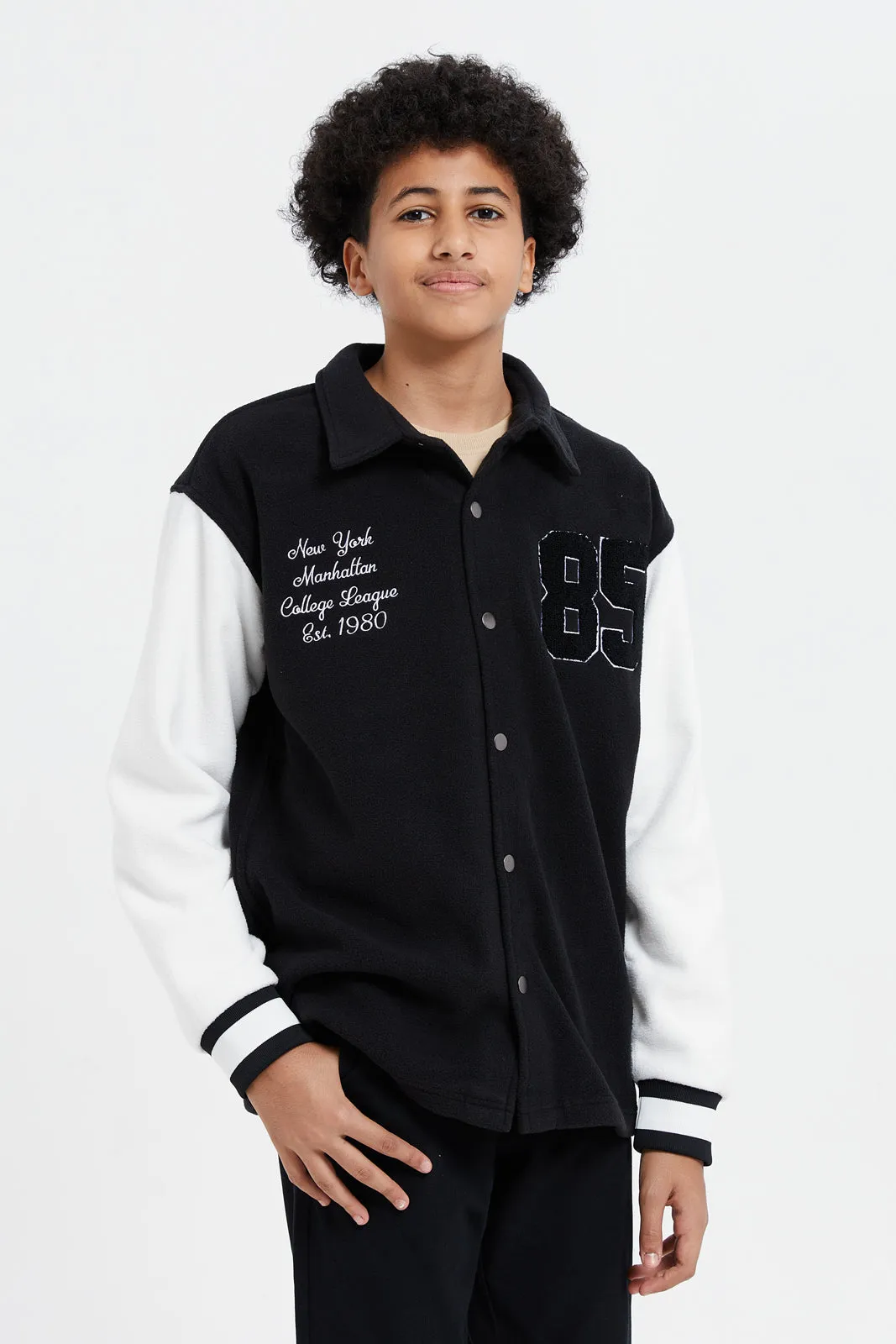 Senior Boys Black And White Baseball Sweatshirt