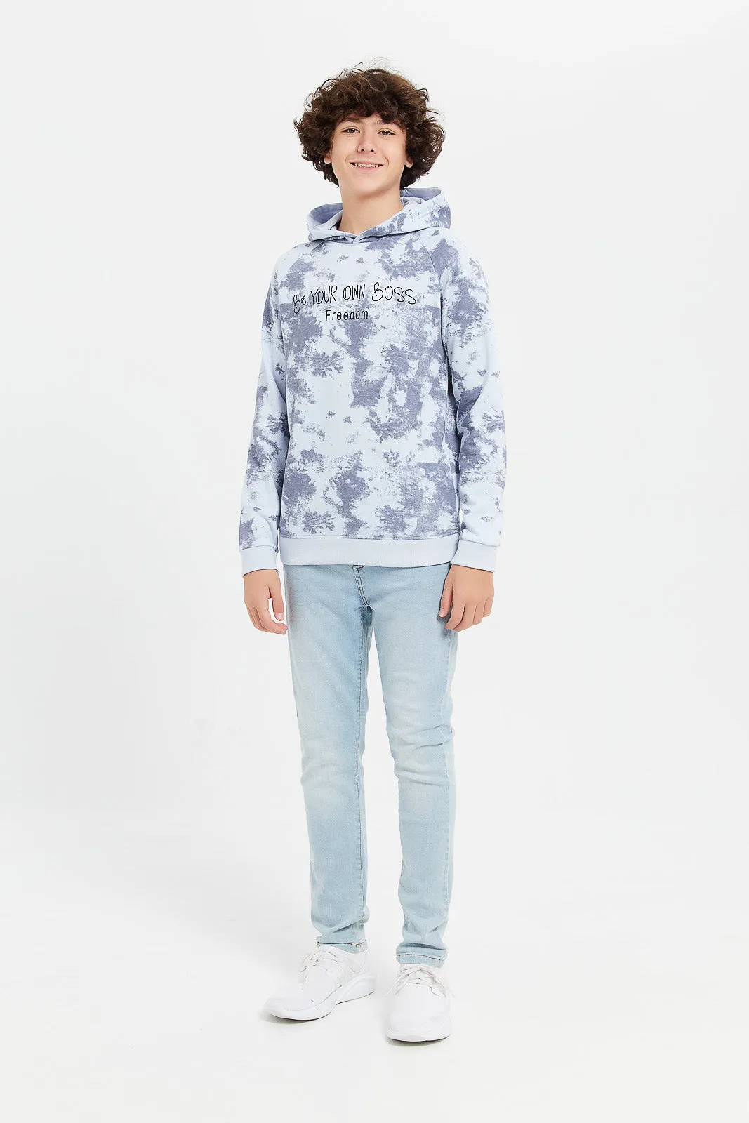 Senior Boys Blue Printed Sweatshirt