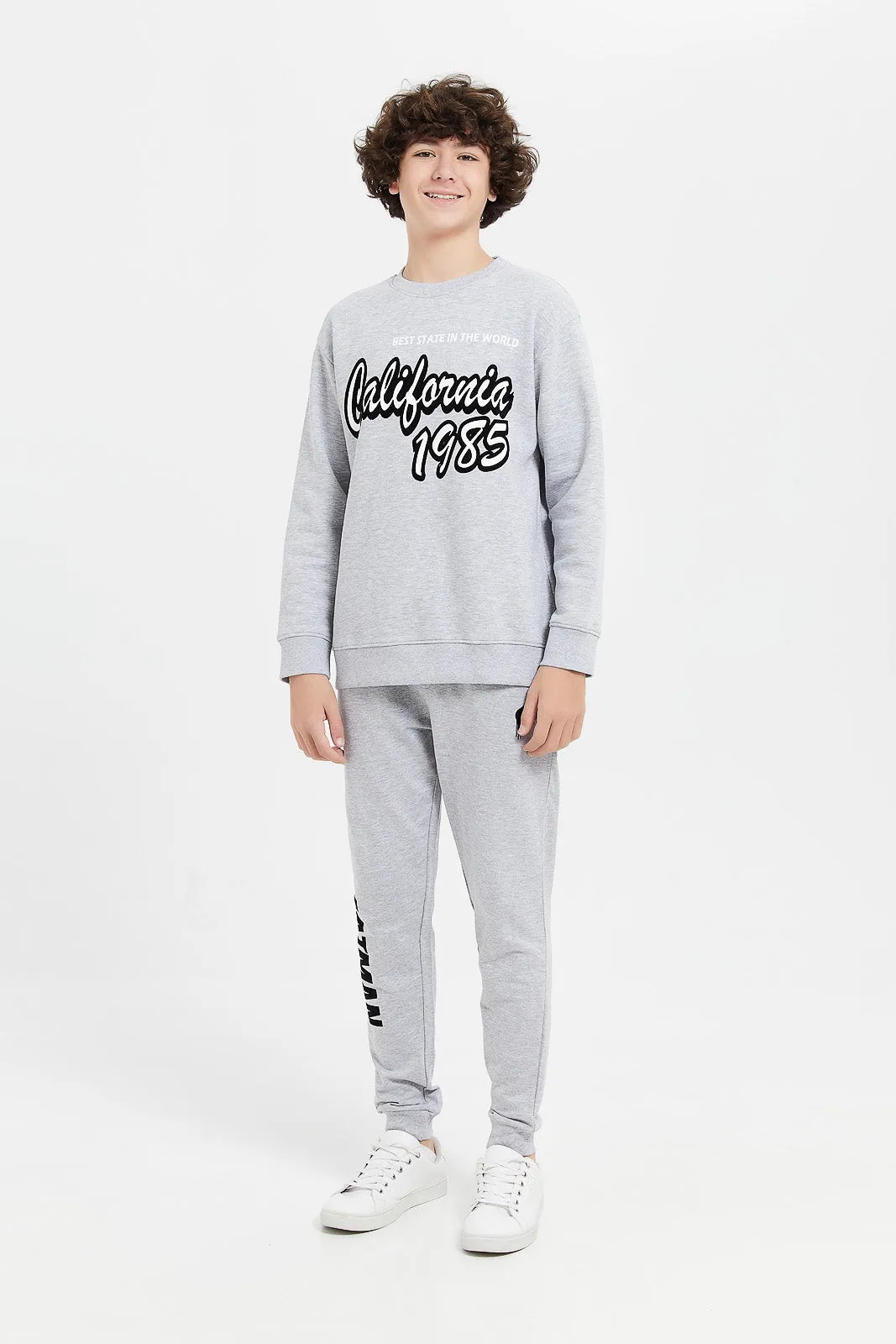 Senior Boys Grey California Print Sweatshirt