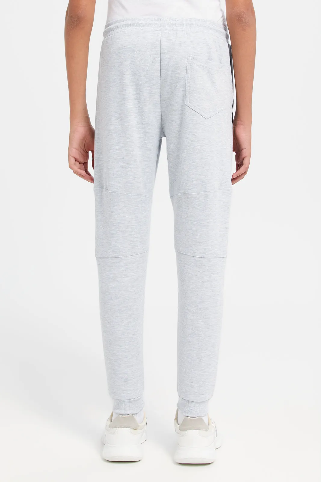 Senior Boys Grey  Pique Joggers With Side Tape