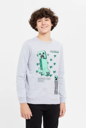 Senior Boys Grey Printed Sweatshirt