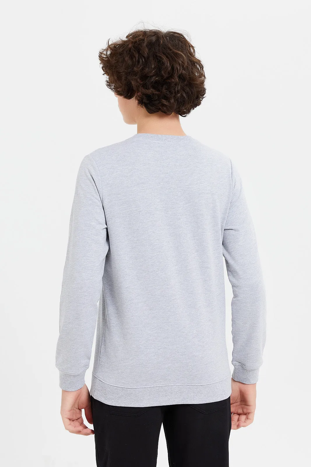 Senior Boys Grey Printed Sweatshirt