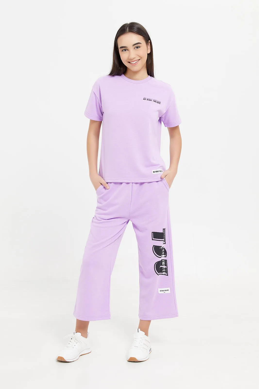 Senior Girls Purple Printed joggers