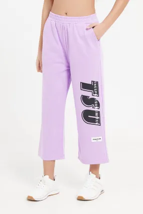 Senior Girls Purple Printed joggers