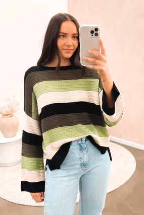 Shevonne Knit Green Multi Stripe