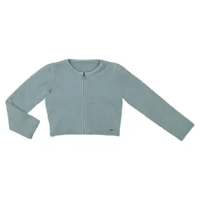 Sky Blue Fuzzy Zip Cardigan