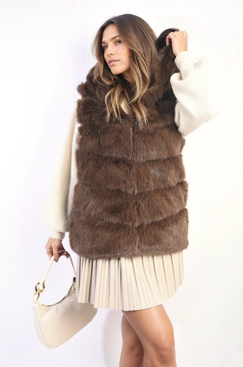 Sleeveless Faux Fur Jacket