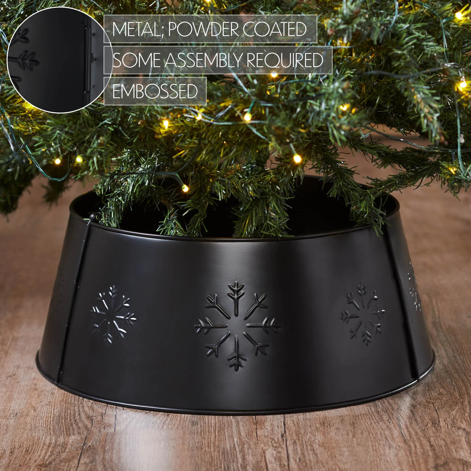 Snowflake Christmas Tree Collar Metal Charcoal 8x20x20 VHC Brands