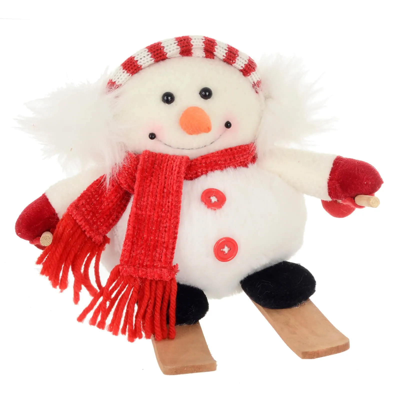 Snowman On Skis Novelty Christmas Decoration Red White 20cm