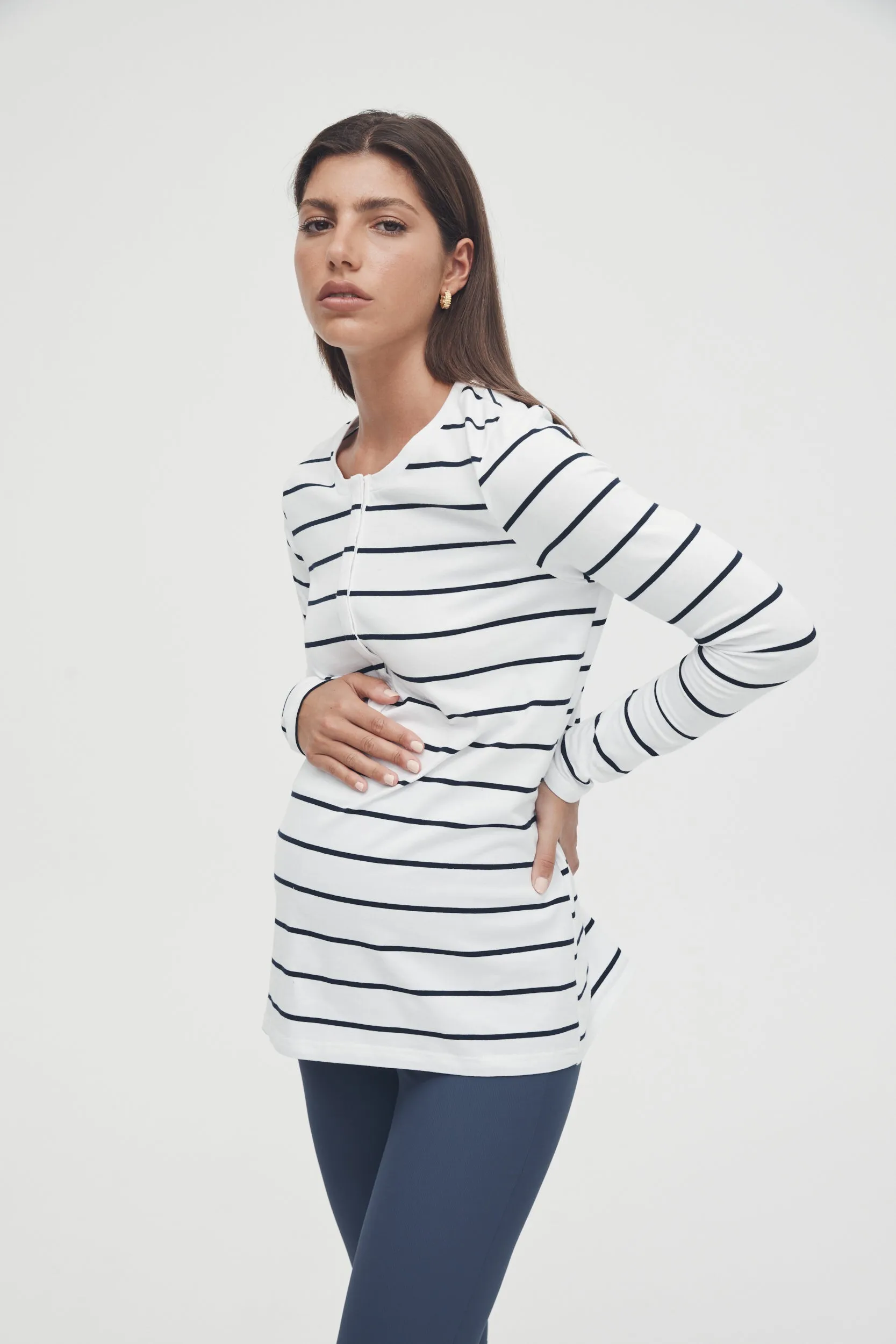 Sophia Stripe Tee (White Navy Stripe)