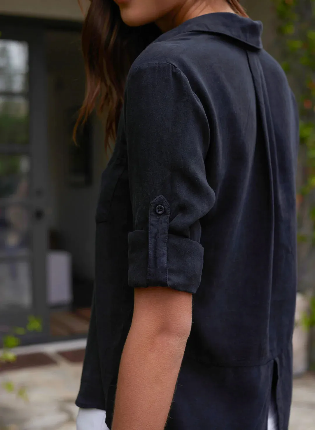 Split Back Shirt Vintage Black