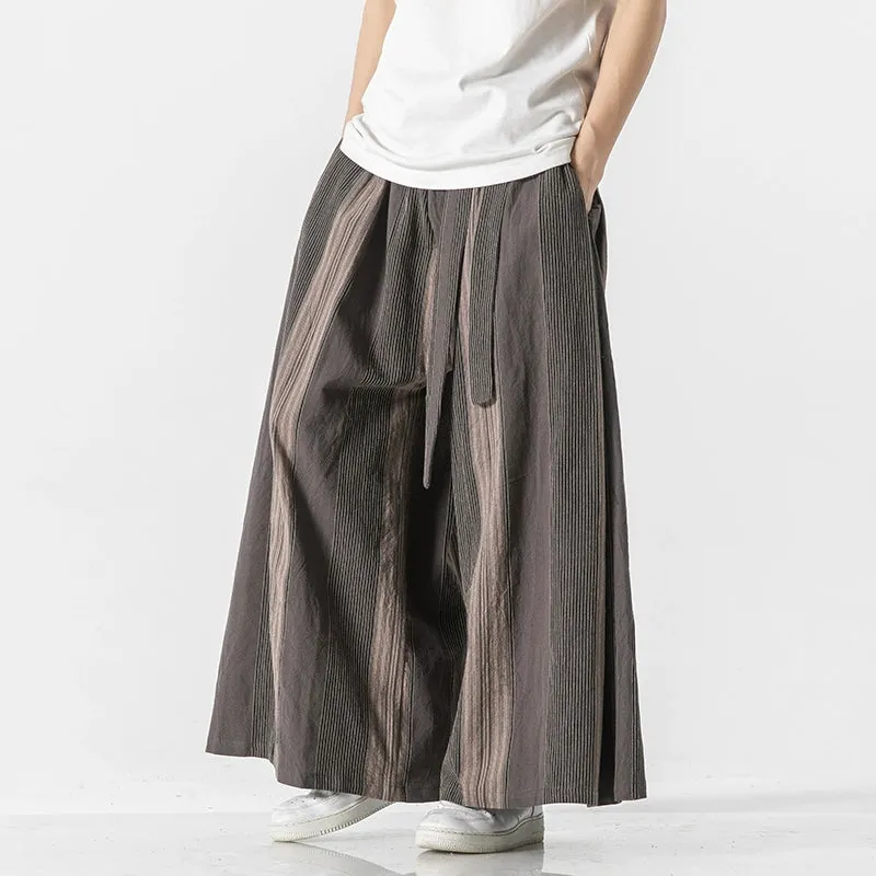 Striped Straight Wide-leg Casual Culottes