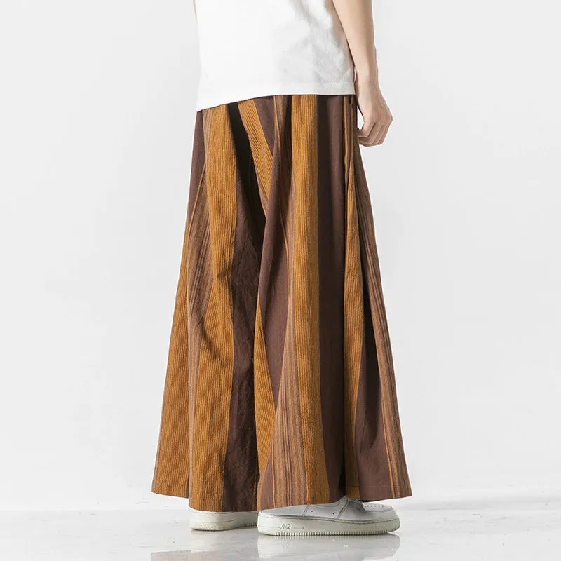 Striped Straight Wide-leg Casual Culottes