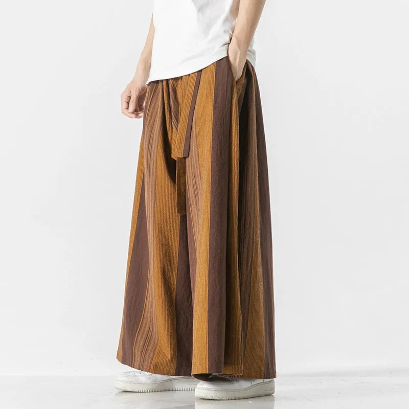 Striped Straight Wide-leg Casual Culottes