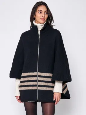 Striped Zipper Poncho