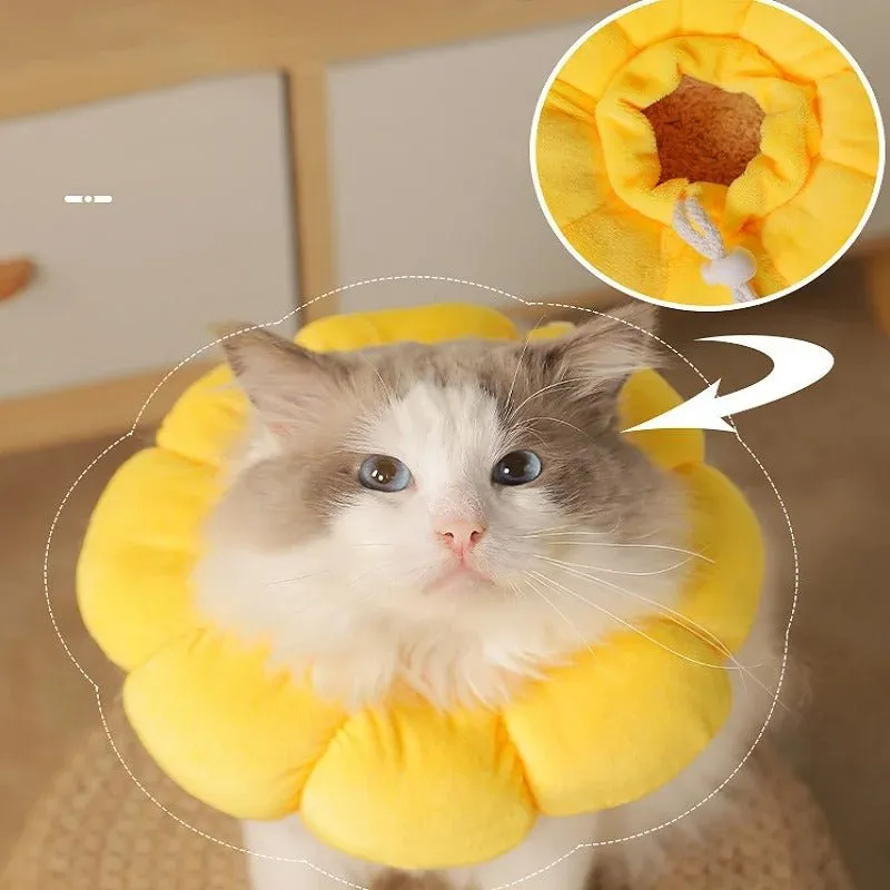 Sunflower Pet Recovery Collar -  Soft Pet Cone Collar, Adjustable, Anti-scratch, Lick, & Bite E-Collar for Cats and Small Dogs