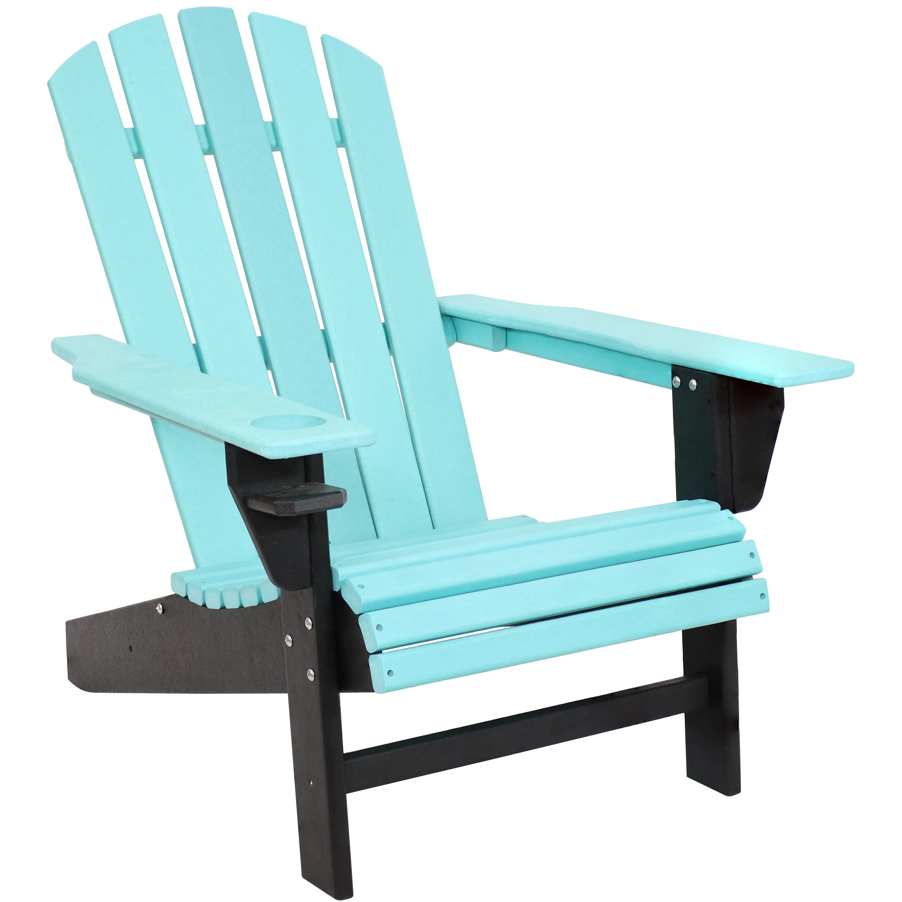 Sunnydaze All-Weather 2-Tone Outdoor Adirondack Chair with Cup Holder